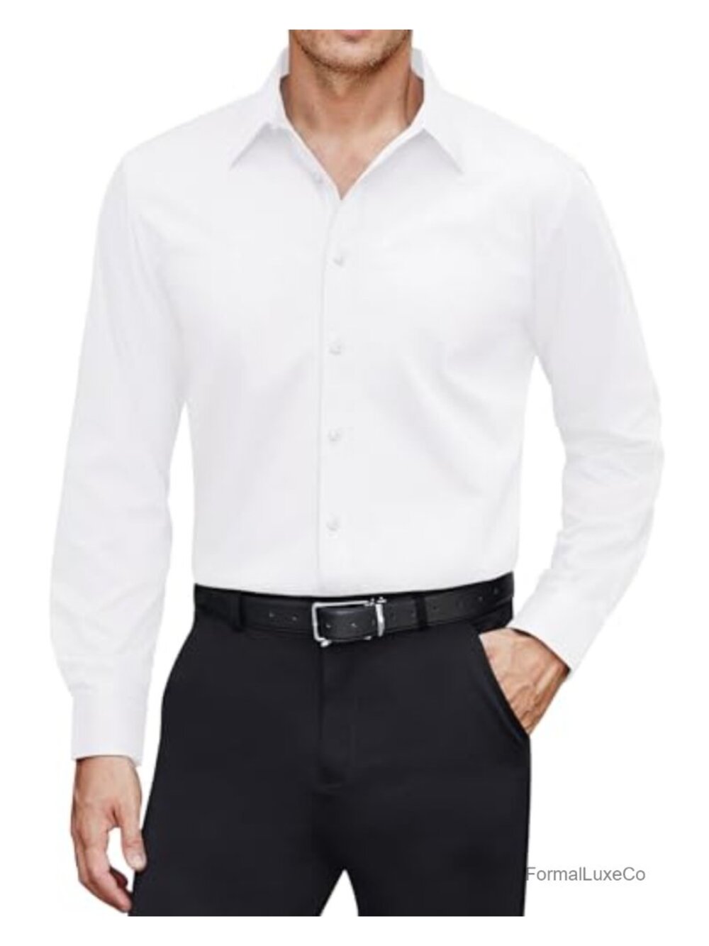 Men's Dress Shirt Stretch Stain Shield Long Sleeve Button Down